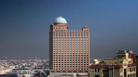 View from the hotel in Dubai during the day, view from the height of the city Stock Footage 234991213