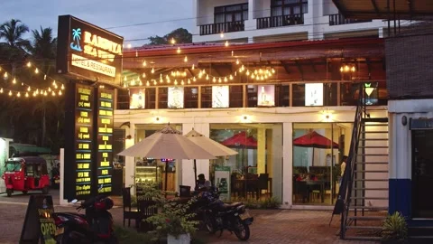 View of the hotel in the evening Stock Footage 231502775