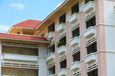 A view of hotel facade Stock Photos