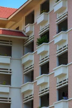 A view of hotel facade Stock Photos