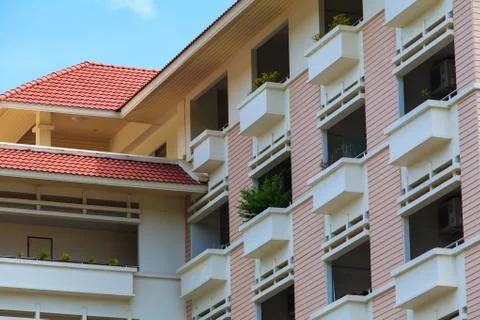A view of hotel facade Stock Photos