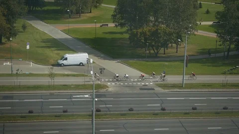 View from the hotel window to the city street Stock Footage 123014257