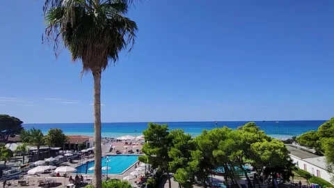 View From the Hotel Window on the Sea Coast in Calabria, Southern Italy.  Stock Footage 220663908