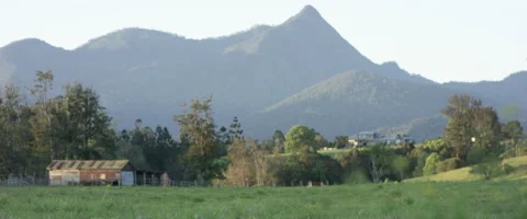 View of house and beautiful mountain Stock Footage 67027397