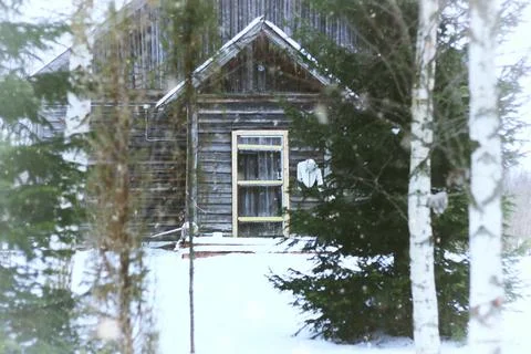 View of the house from the forest Stock Photos