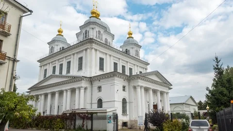 View of the House of the Kazan Convent in front of a cloudy sky. Stock Footage 120440626