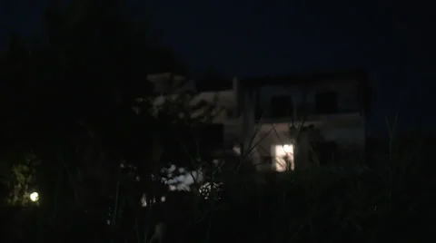 View to the house at night Stock Footage 64776134