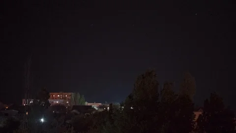 View of the house at night when it is very dark and the stars are visible Stock Footage 107544462