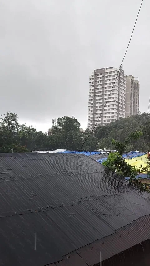 View of house, Raining in Mumbai during the day Stock Footage 293199930