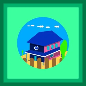 View the house through the small apartment. Stock Illustration