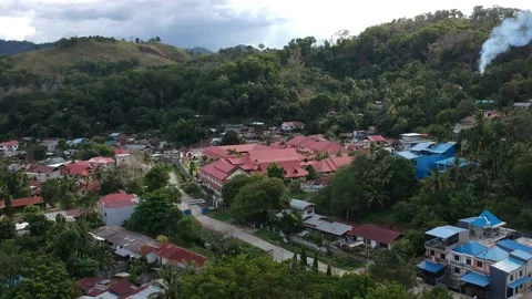 View of housing with a ball field using a drone Video stock 235371731