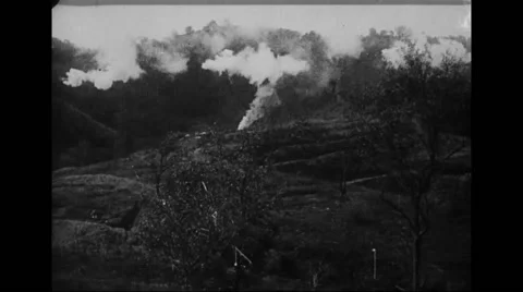 View of howitzer being fired Stock Footage 43321915