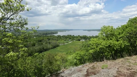 View of Hudson River NY from Storm King Mountain - Springtime, Summer Video stock 154434215