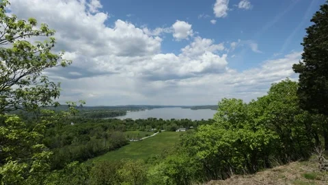 View of Hudson River NY from Storm King Mountain - Springtime, Summer Video stock 154434221