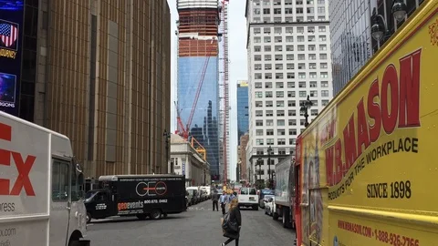 View of the Hudson Yards building development seen from midtown Manhattan. Vidéo 91218523