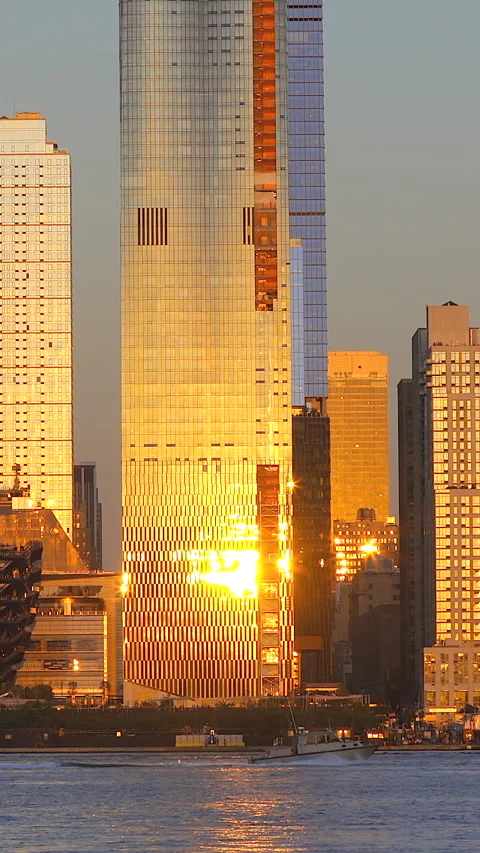 View to Hudson Yards skyline Stock Footage 293157656