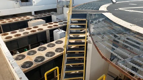 View of a huge group of air conditioning on a roof. Stock Footage 128922340