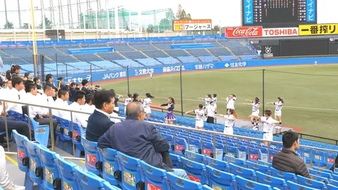 The view of the huge Meiji Jingu Baseball Stadium in Tokyo Japan Stock Footage 125773271