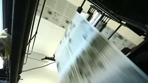 View on huge press shop typography machine Stock Footage