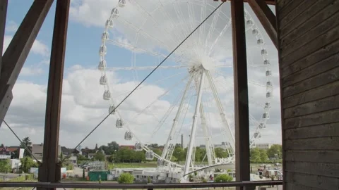 View on Huge White Ferris Wheel  Vídeos de archivo 166143187