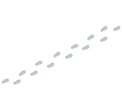 A view of human footprints walking on the snow from above. Stock-Illustration