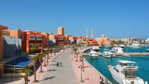 View at Hurghada Egypt from the air Видео 87186676
