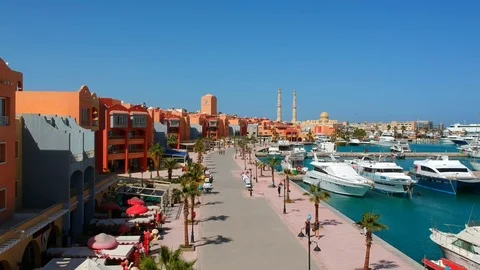 View at Hurghada Egypt from the air Stock Footage 87186761