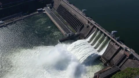 View of the hydroelectric dam Stock Footage 156296958