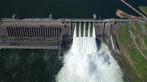 View of the hydroelectric dam Stock Footage 156297011