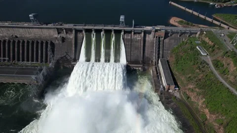 View of the hydroelectric dam Stock Footage 156297021