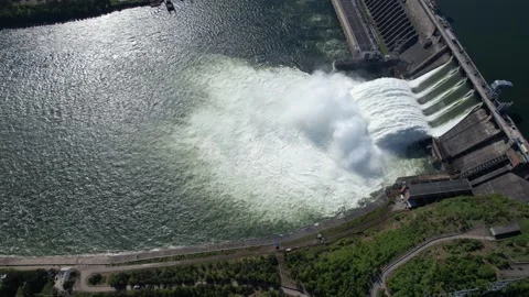 View of the hydroelectric dam Stock Footage 156297074