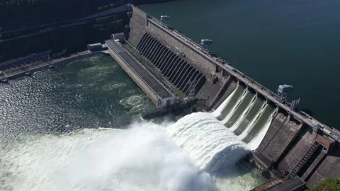 View of the hydroelectric dam Stock Footage 156297129