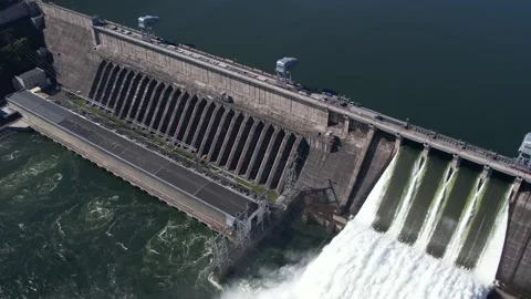 View of the hydroelectric dam Stock Footage 156297137