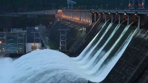 View of the hydroelectric dam Stock Footage 156410335