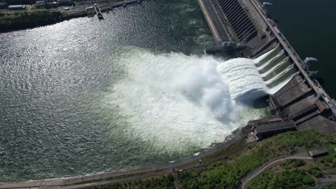 View of the hydroelectric dam Stock Footage 156455288