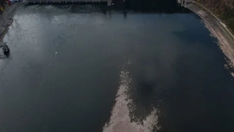 View of the hydroelectric dam Video stock 219338271