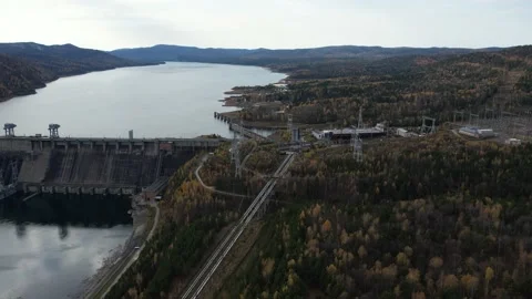 View of the hydroelectric dam Stockbeeldmateriaal 219340051