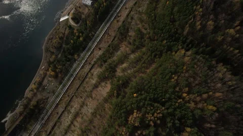 View of the hydroelectric dam Stockbeeldmateriaal 219345859