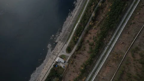 View of the hydroelectric dam Stockbeeldmateriaal 219345867