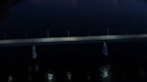 View of the hydroelectric dam with illumination Stock-Footage 195130889