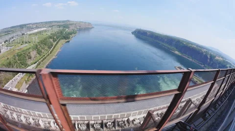 The view from hydropower station on the Angara river Stock Footage 65364886