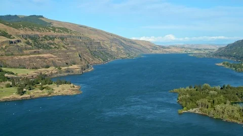 View of I84 toward The Dalles and Columbia Gorge 2 Rowena Crest Columbia River Stock-Footage 81933880
