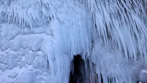 View of ice cave formations at Lake Baikal, Russia. Video stock 343672682