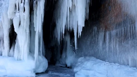 View of ice cave at Lake Baikal, Russia. Video stock 343672524