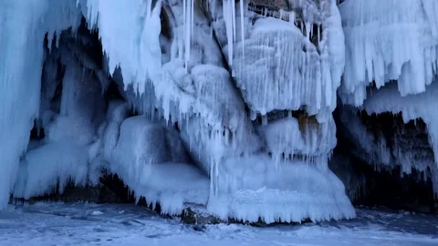 View of ice formations on Lake Baikal, Russia. Video stock 343672765
