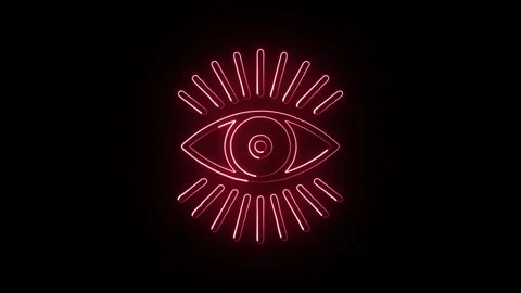 View Icon Isolated on Black Background, Vision Neon Line Motion Graphic Ani.. Stock Footage 325614680