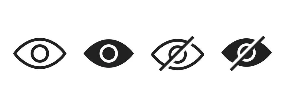 View icon. Open and closed eye symbols for showing or hiding content vector.. 스톡 일러스트