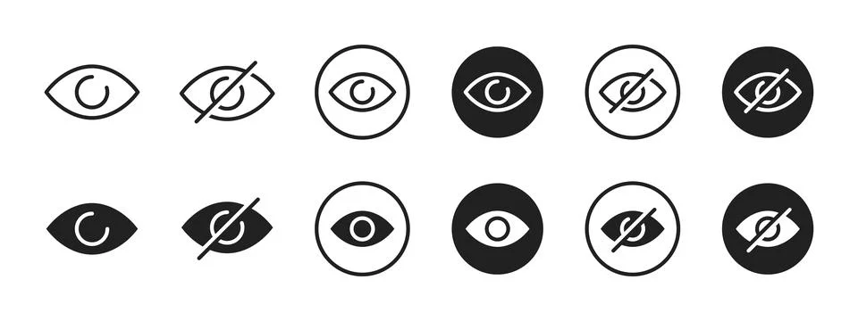 View icon set. Clean eye symbol for visibility control and UI privacy setti.. Stock Illustration