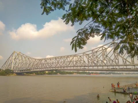 A view of the iconic Howrah Bridge or Rabindra Setu at Kolkata Stock Photos
