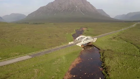 View of iconic mountain peak in Glencoe, Scottish Highlands. Stock Footage